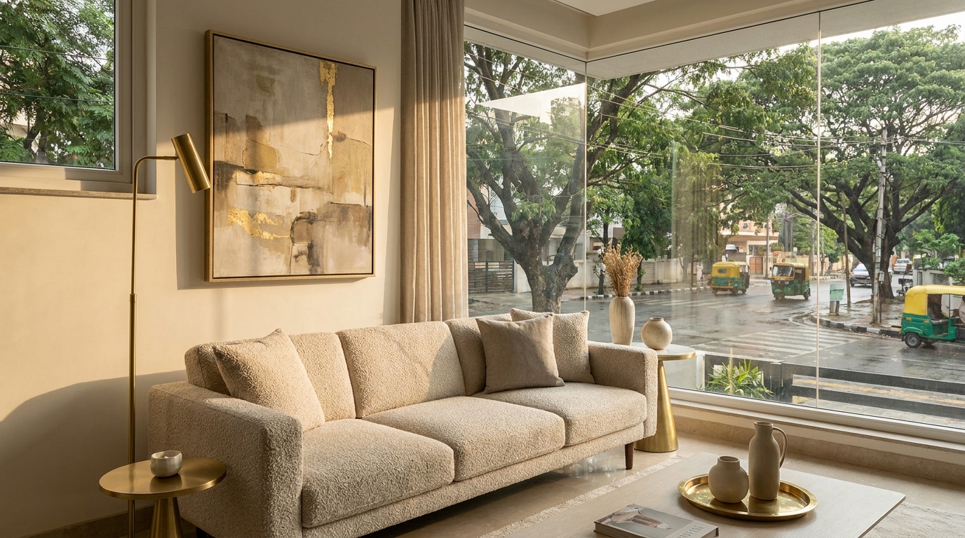 Living room with avenue view