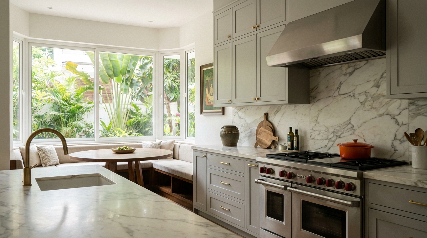 Chef's kitchen with breakfast nook